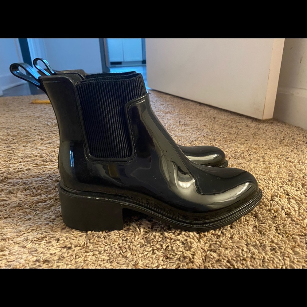 Faux Patent Leather Ankle Booties